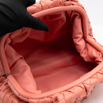 Pouch Clutch Pelle Rosa Intrecciato Leather