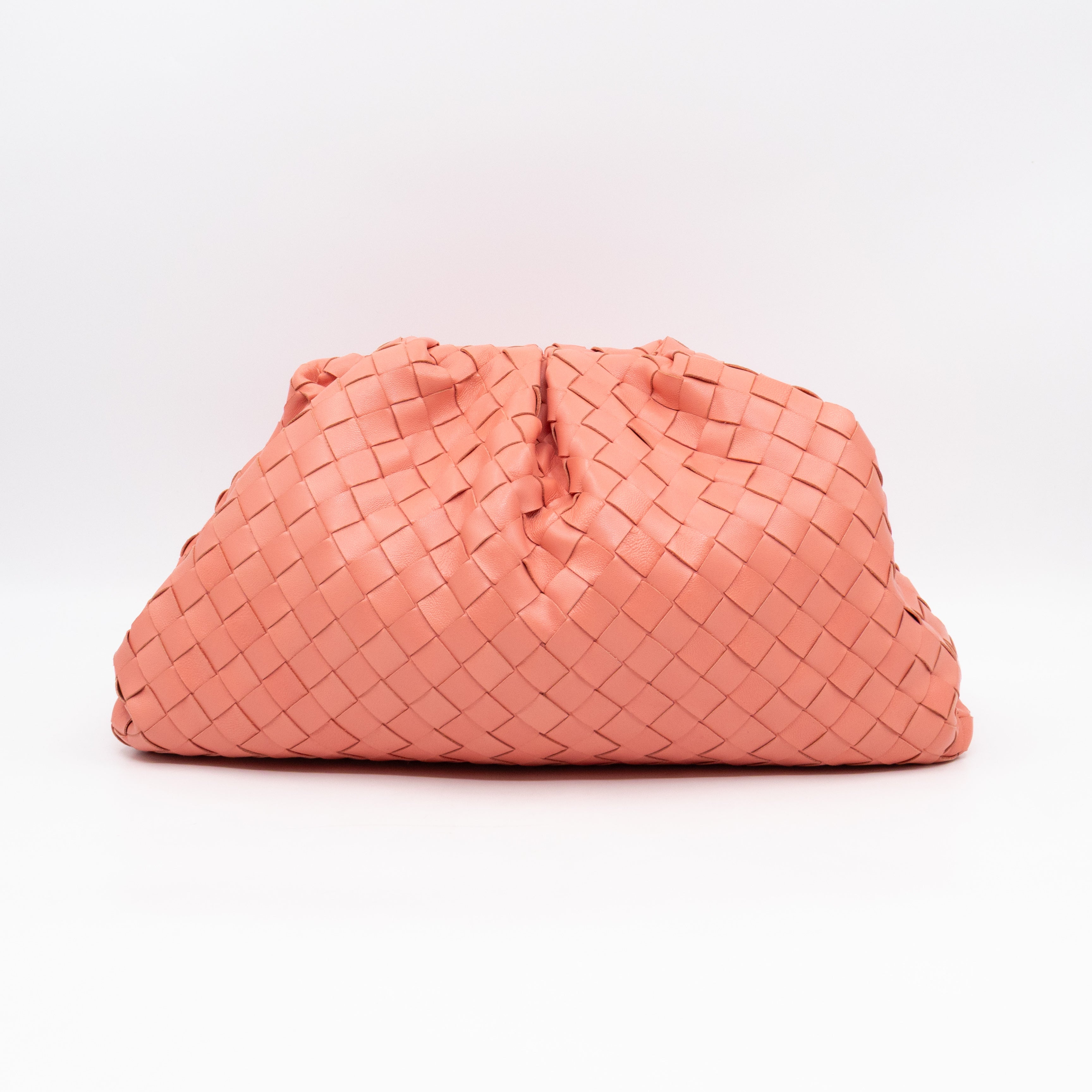 Pouch Clutch Pelle Rosa Intrecciato Leather