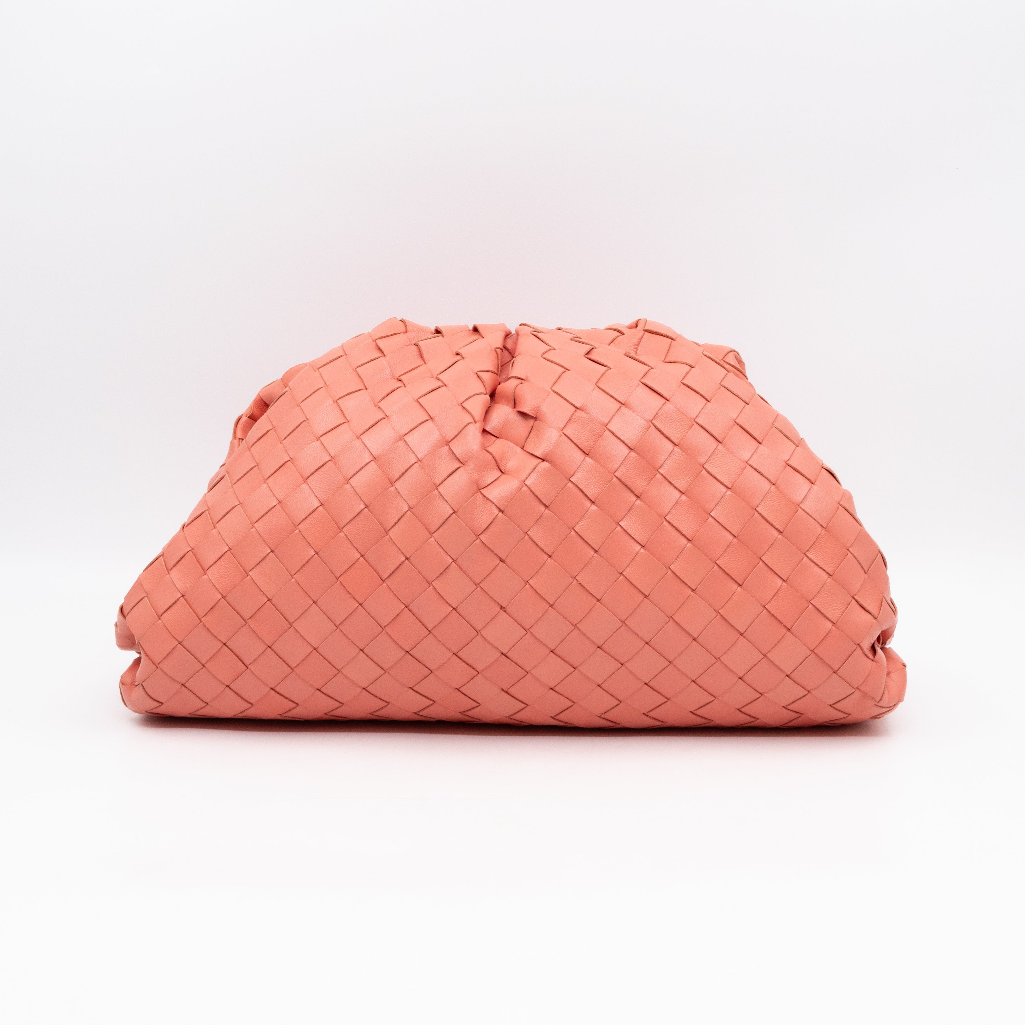 Pouch Clutch Pelle Rosa Intrecciato Leather