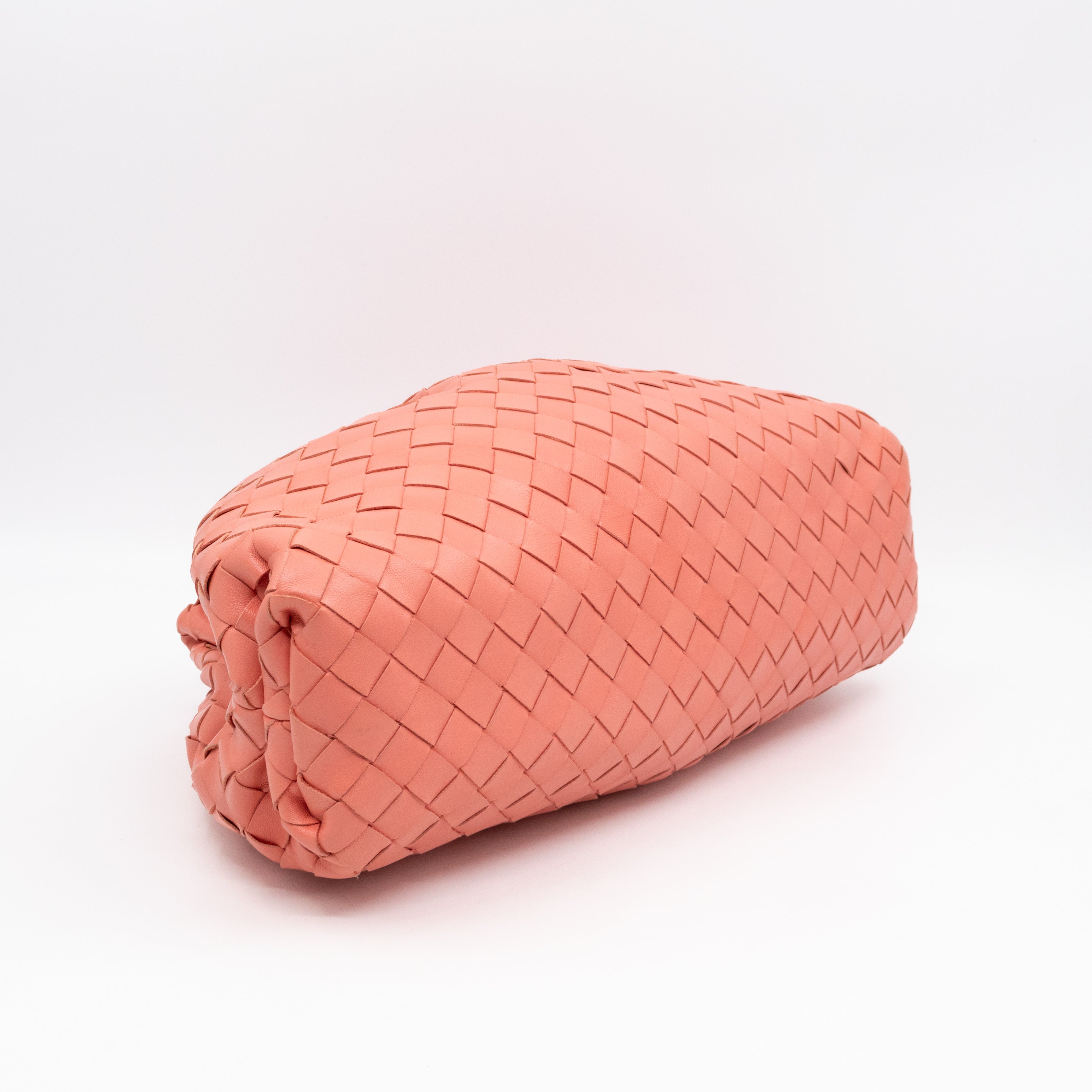 Pouch Clutch Pelle Rosa Intrecciato Leather