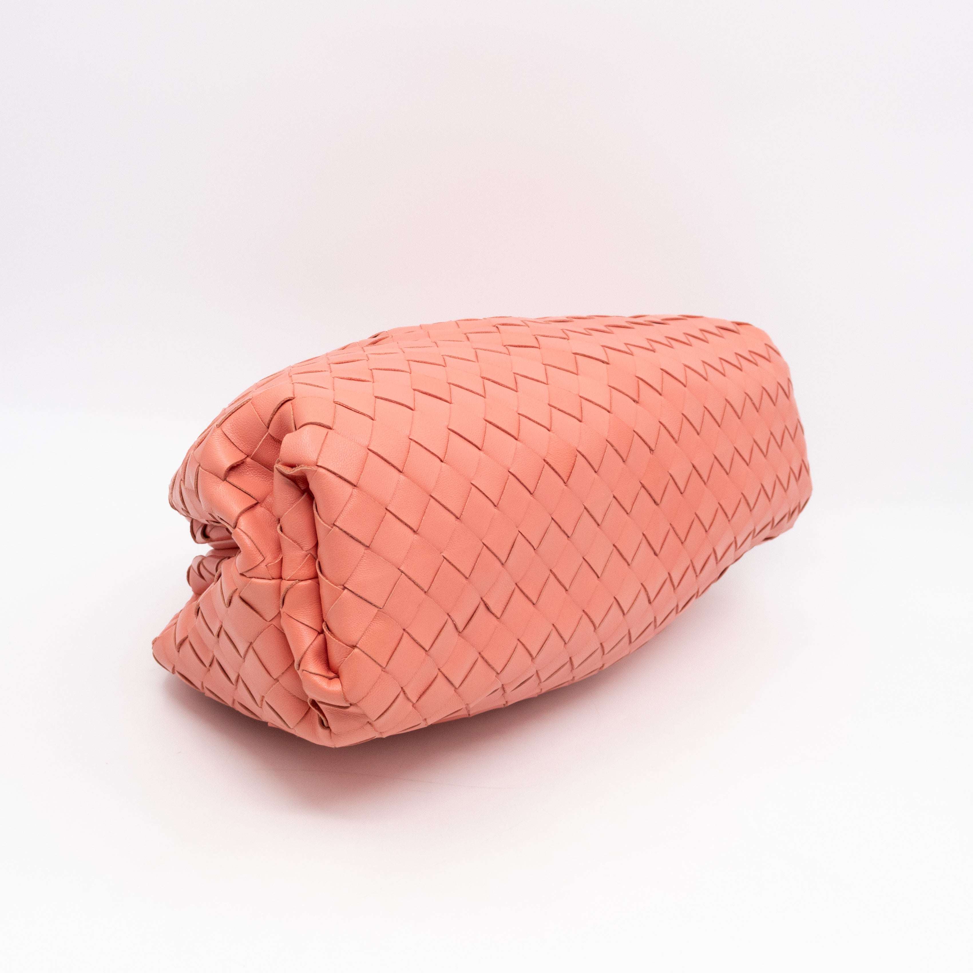 Pouch Clutch Pelle Rosa Intrecciato Leather