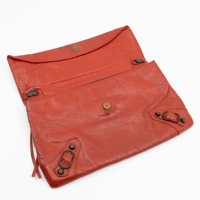 Envelope Clutch Orange Leather