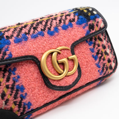 GG Marmont Super Mini Flap Bag Pink Tweed