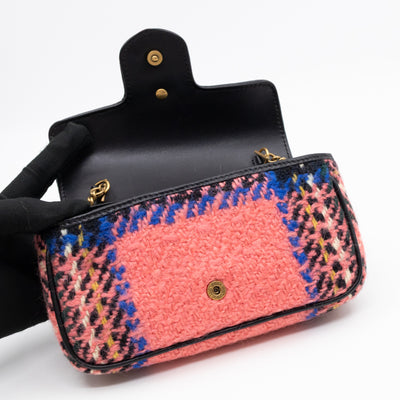 GG Marmont Super Mini Flap Bag Pink Tweed