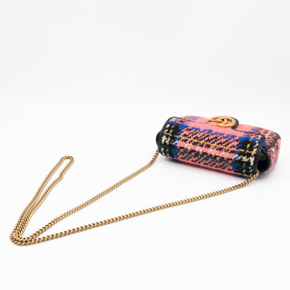 GG Marmont Super Mini Flap Bag Pink Tweed