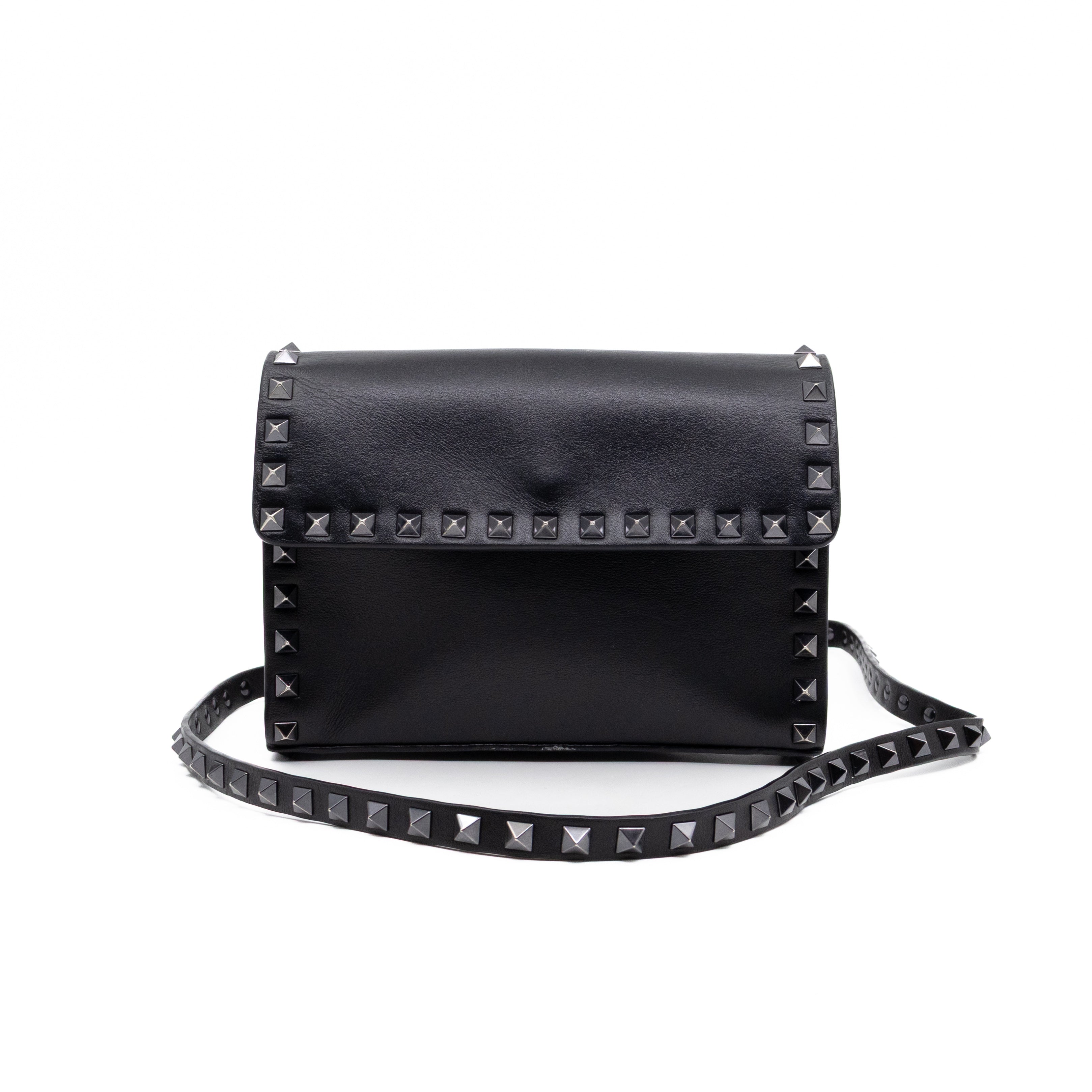 Rockstud Flap Small Crossbody Bag Black Leather