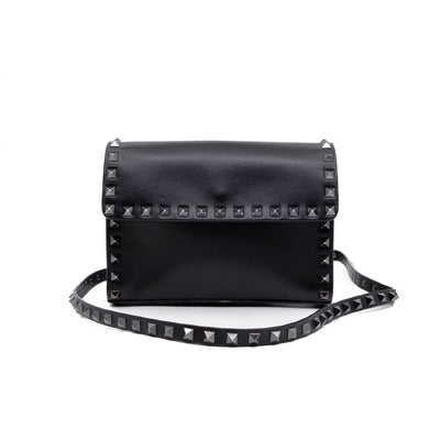 Rockstud Flap Small Crossbody Bag Black Leather