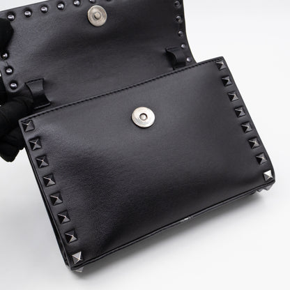 Rockstud Flap Small Crossbody Bag Black Leather