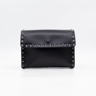 Rockstud Flap Small Crossbody Bag Black Leather