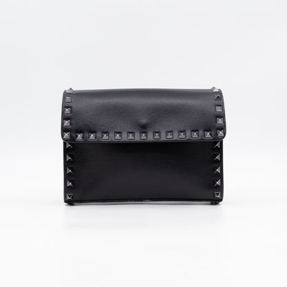 Rockstud Flap Small Crossbody Bag Black Leather