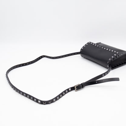 Rockstud Flap Small Crossbody Bag Black Leather