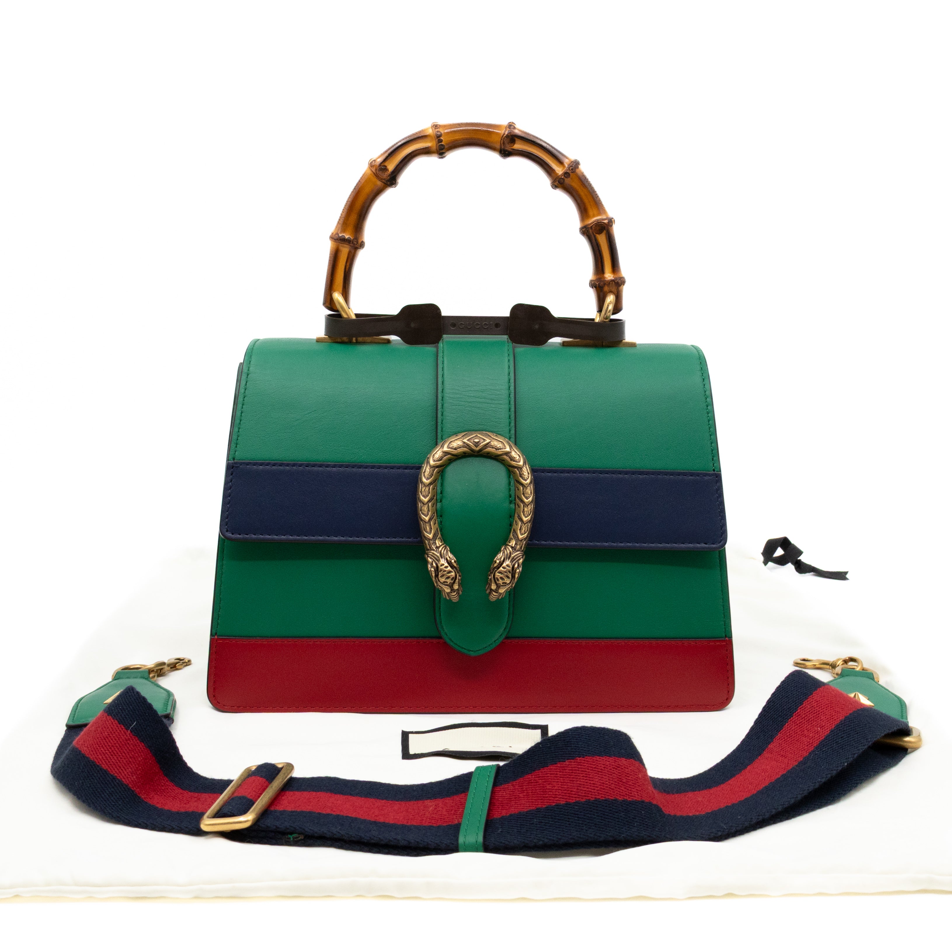 Dionysus Bamboo Top Handle Green Leather