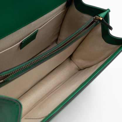 Dionysus Bamboo Top Handle Green Leather