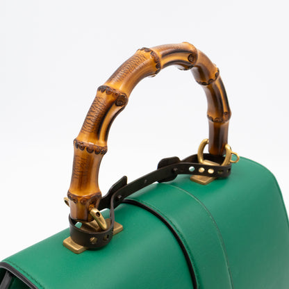 Dionysus Bamboo Top Handle Green Leather