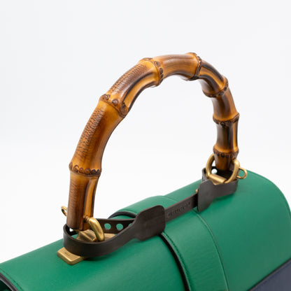 Dionysus Bamboo Top Handle Green Leather