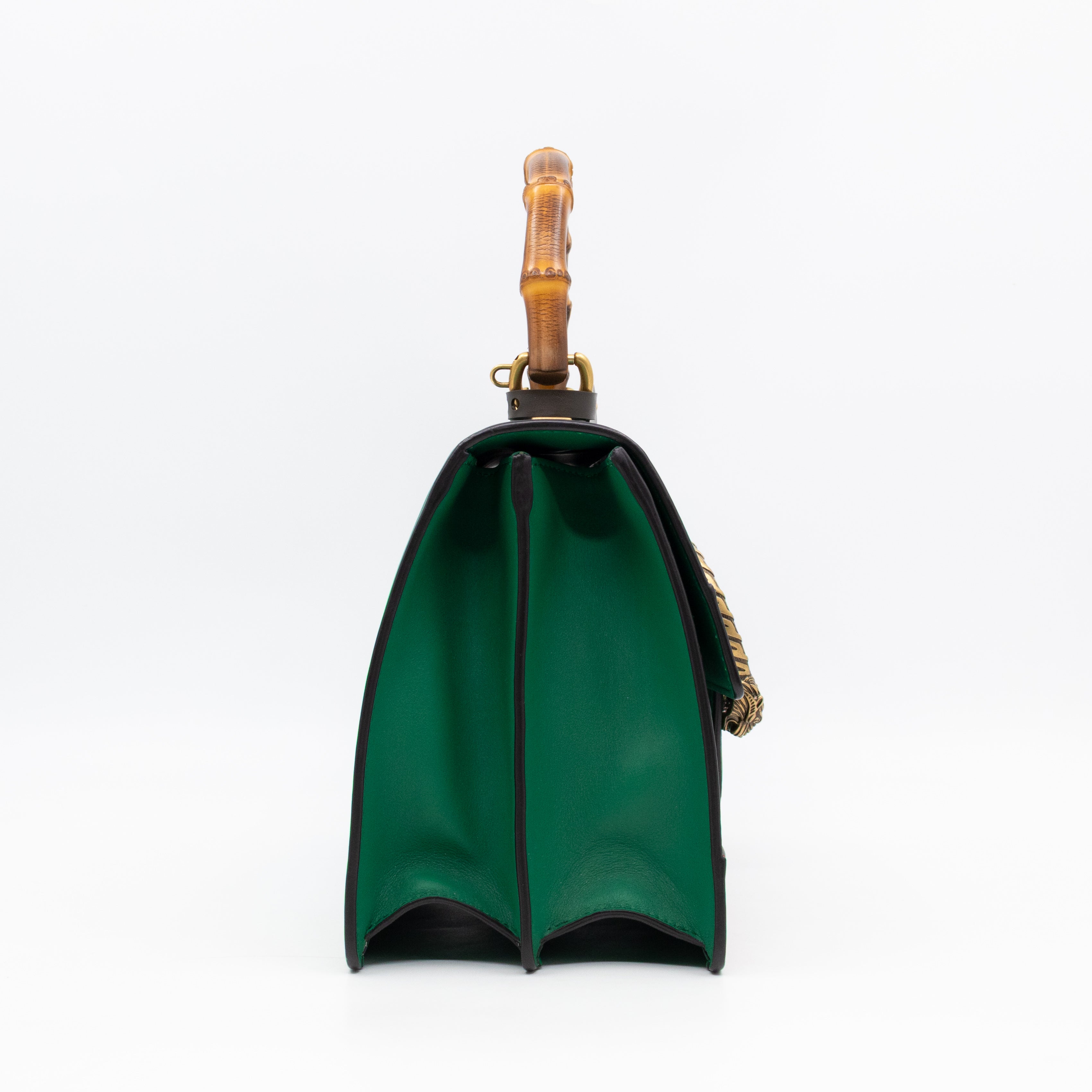 Dionysus Bamboo Top Handle Green Leather