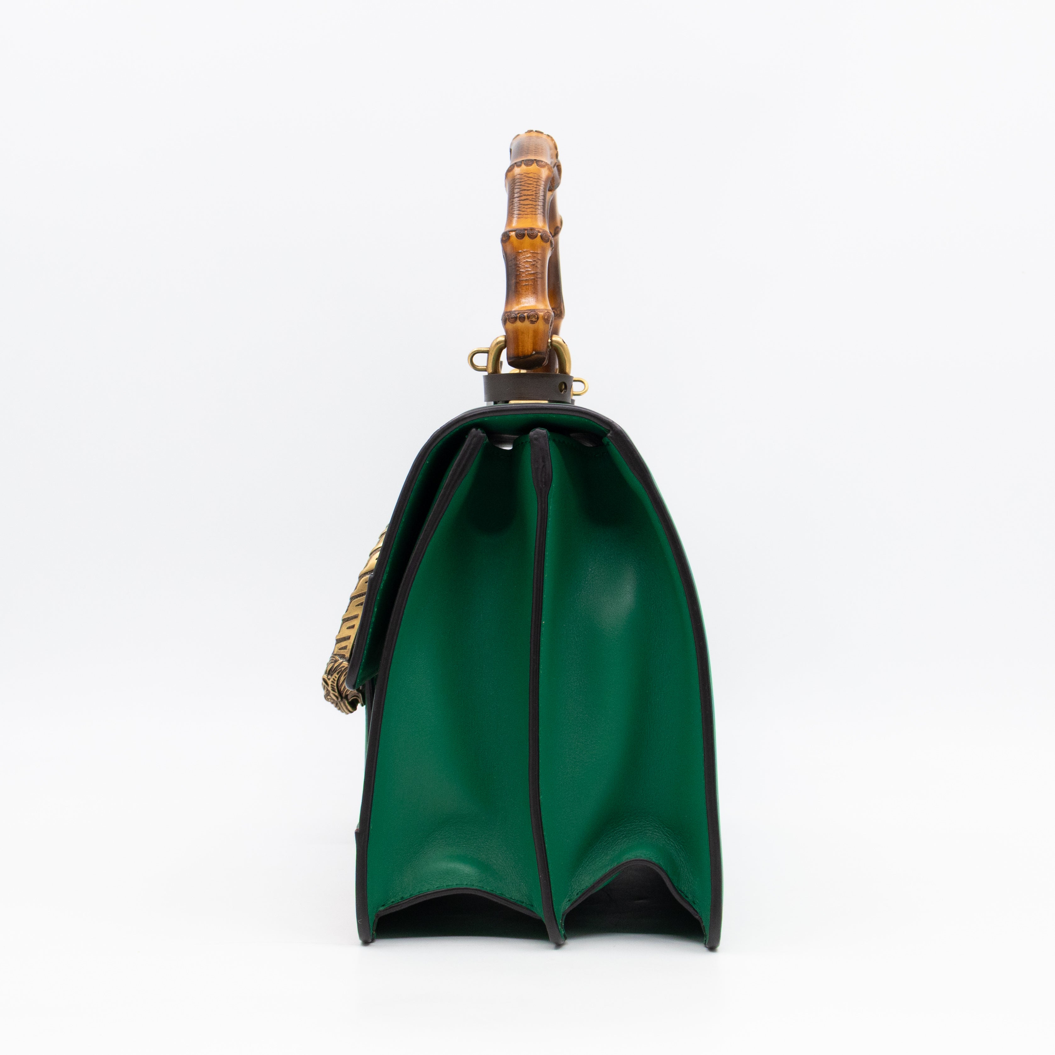 Dionysus Bamboo Top Handle Green Leather