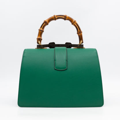 Dionysus Bamboo Top Handle Green Leather