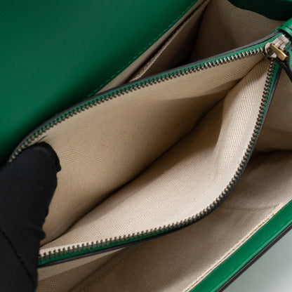 Dionysus Bamboo Top Handle Green Leather