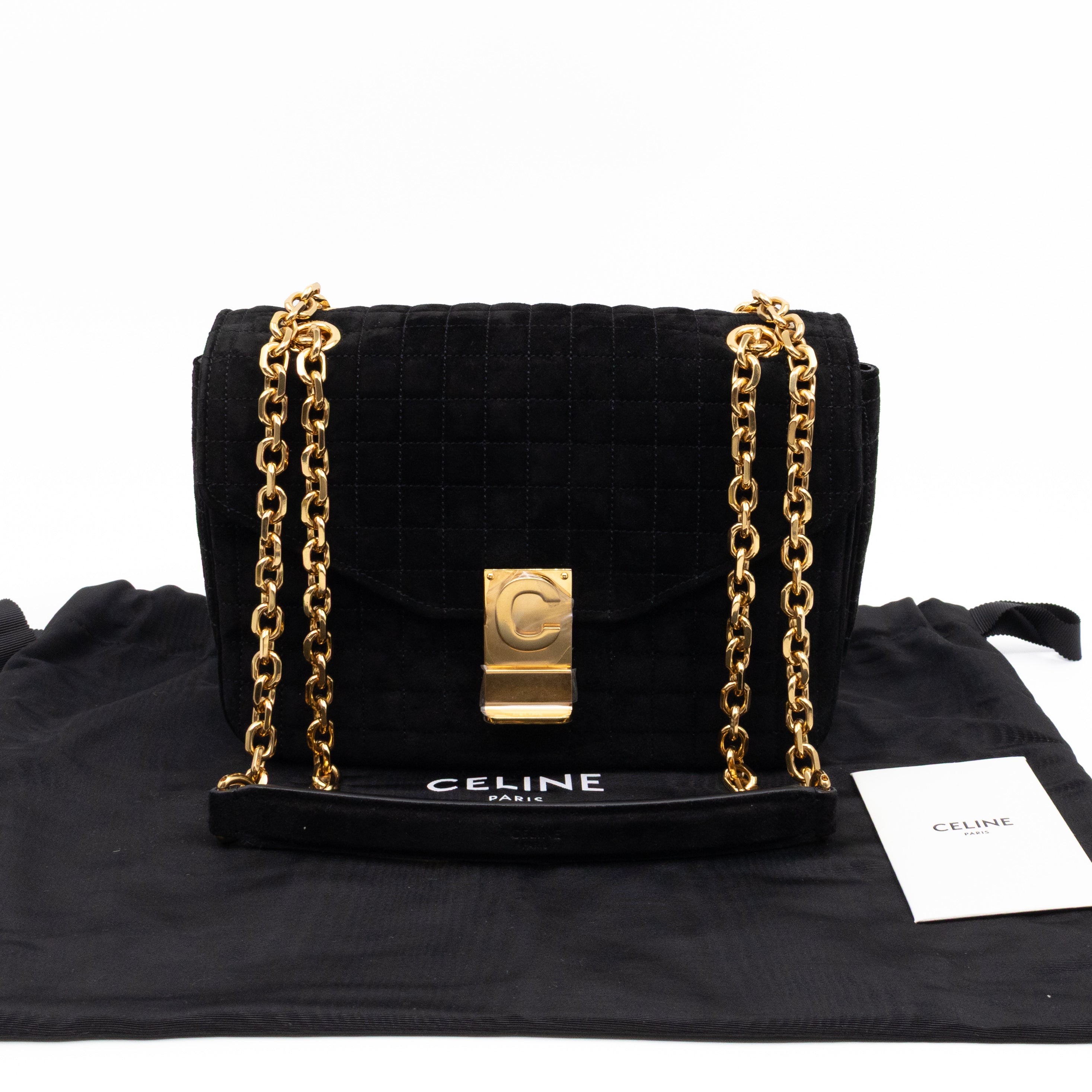 C Bag Medium Black Suede Leather