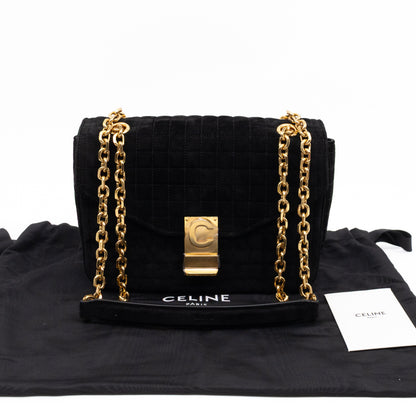 C Bag Medium Black Suede Leather