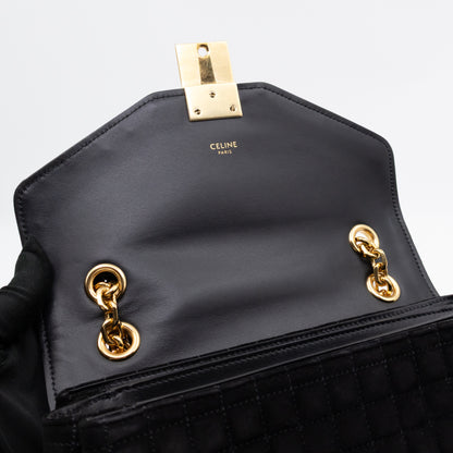 C Bag Medium Black Suede Leather