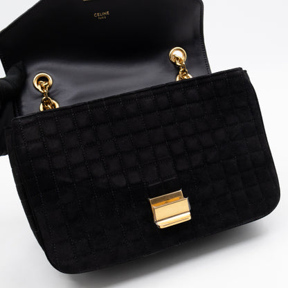 C Bag Medium Black Suede Leather