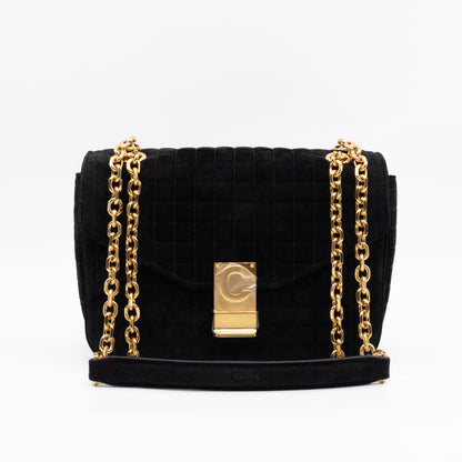 C Bag Medium Black Suede Leather