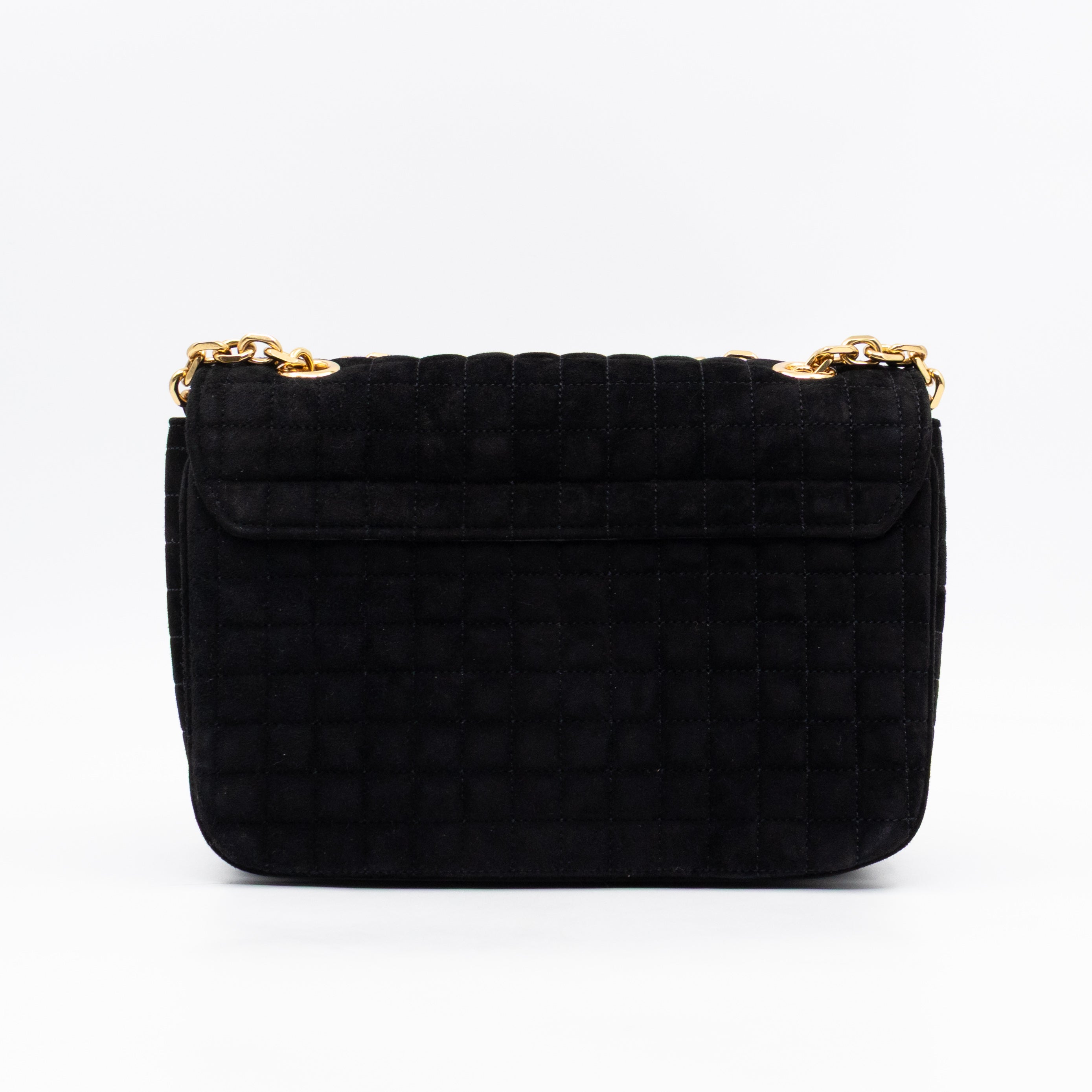 C Bag Medium Black Suede Leather