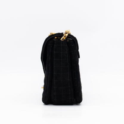 C Bag Medium Black Suede Leather