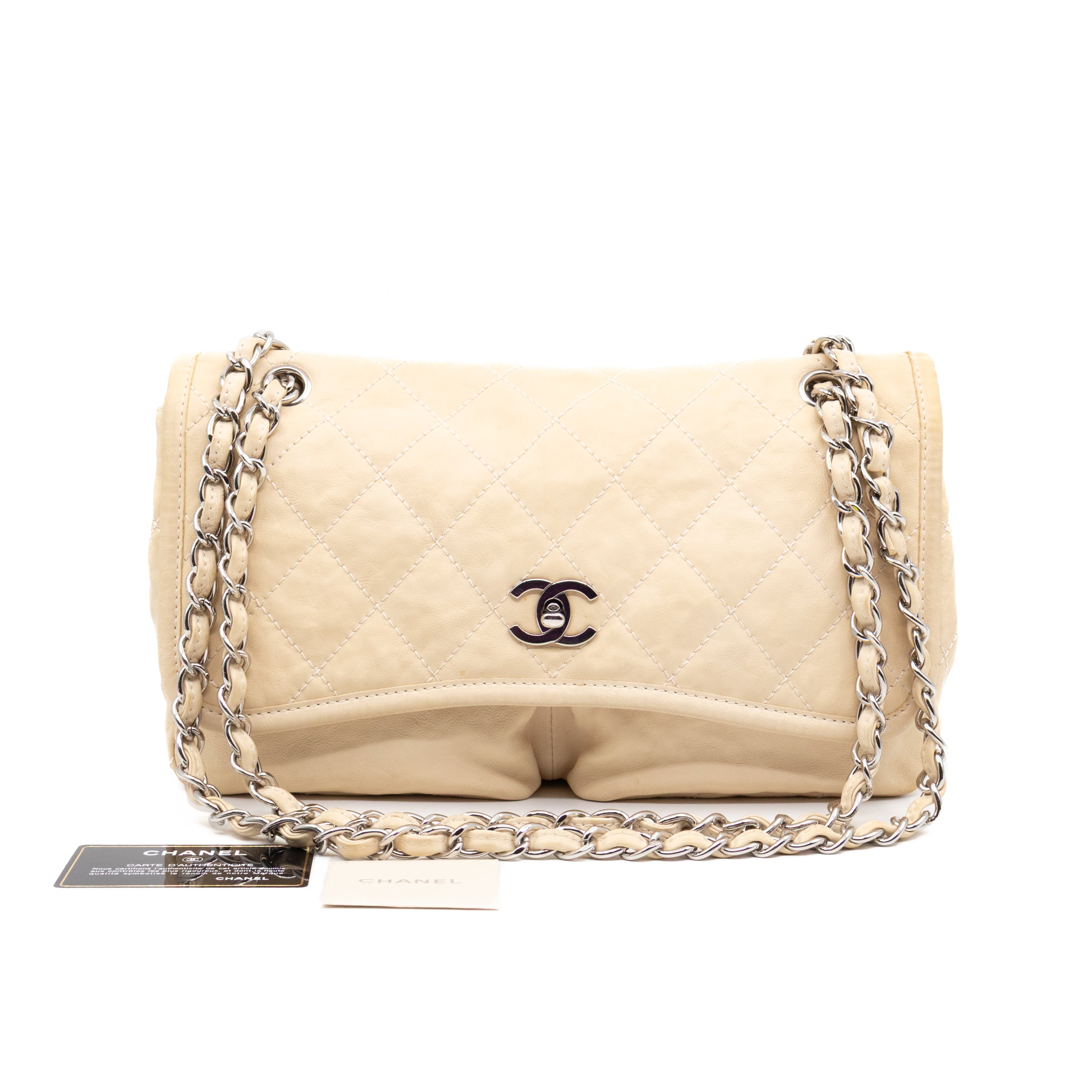Natural Beauty Split Flap Bag Beige Leather