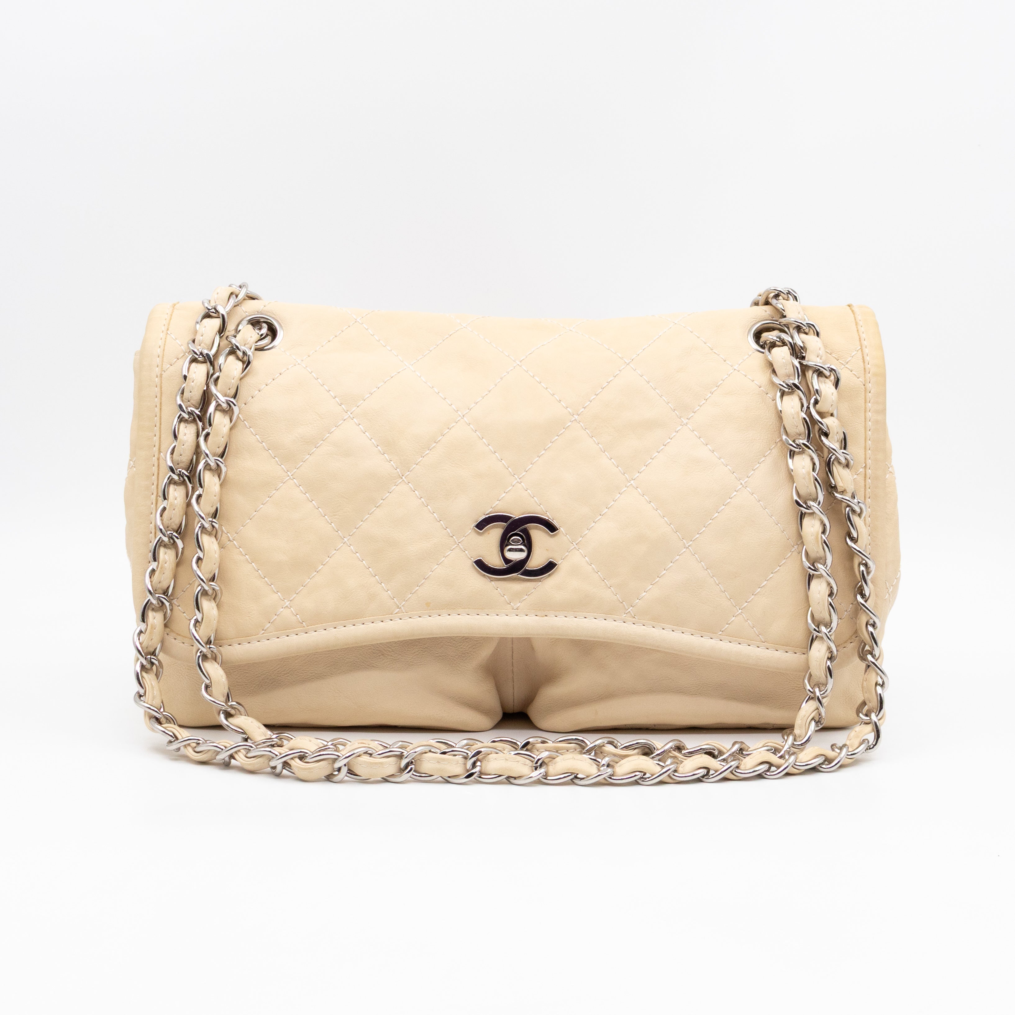Natural Beauty Split Flap Bag Beige Leather