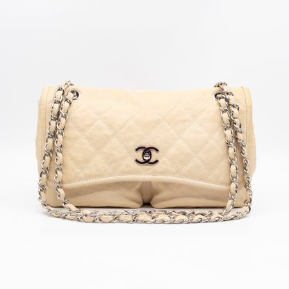 Natural Beauty Split Flap Bag Beige Leather