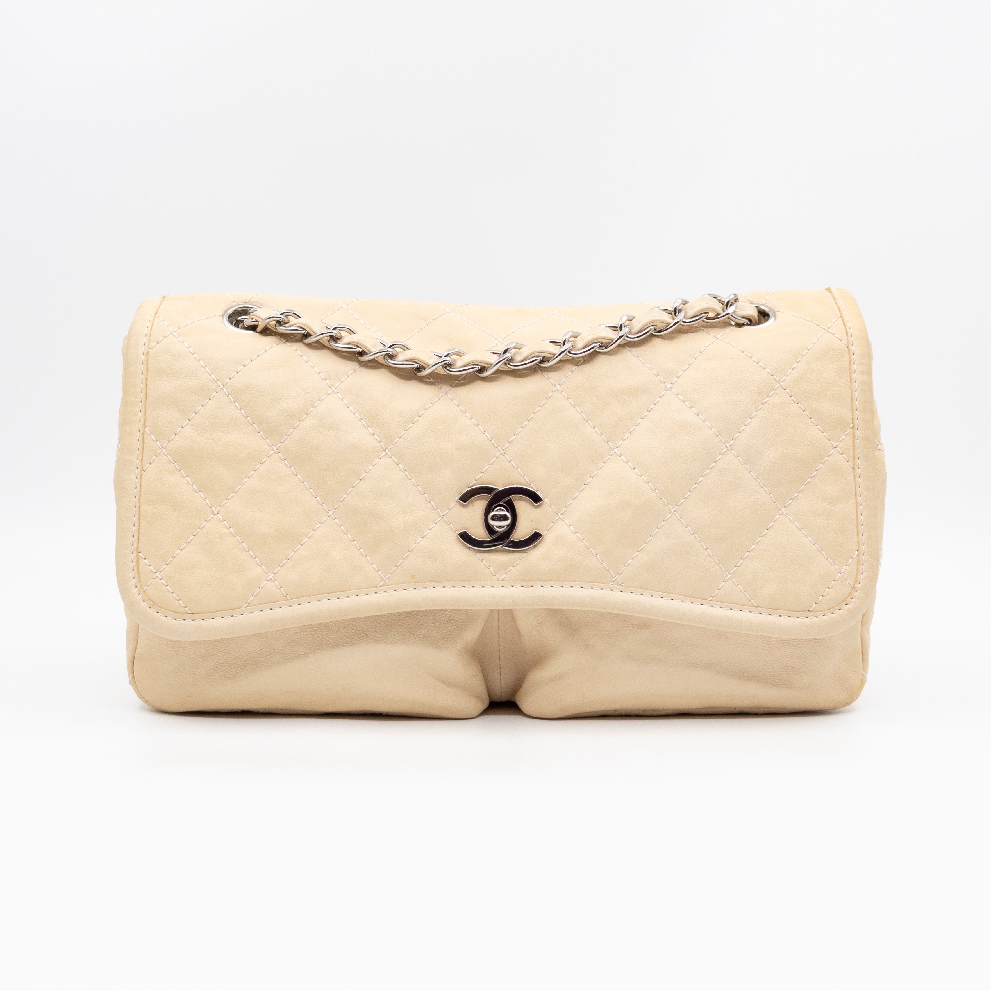 Natural Beauty Split Flap Bag Beige Leather