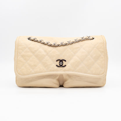 Natural Beauty Split Flap Bag Beige Leather