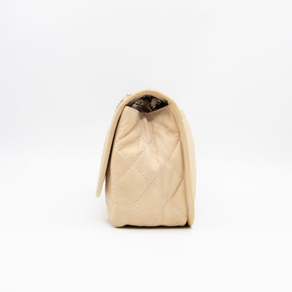 Natural Beauty Split Flap Bag Beige Leather