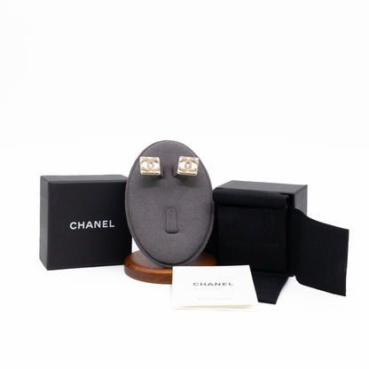 CC Square Crystal Earrings Gold