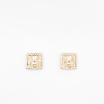 CC Square Crystal Earrings Gold