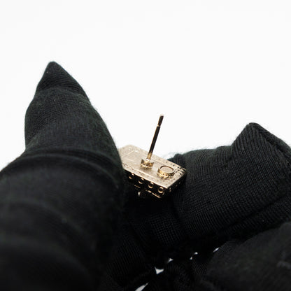 CC Square Crystal Earrings Gold