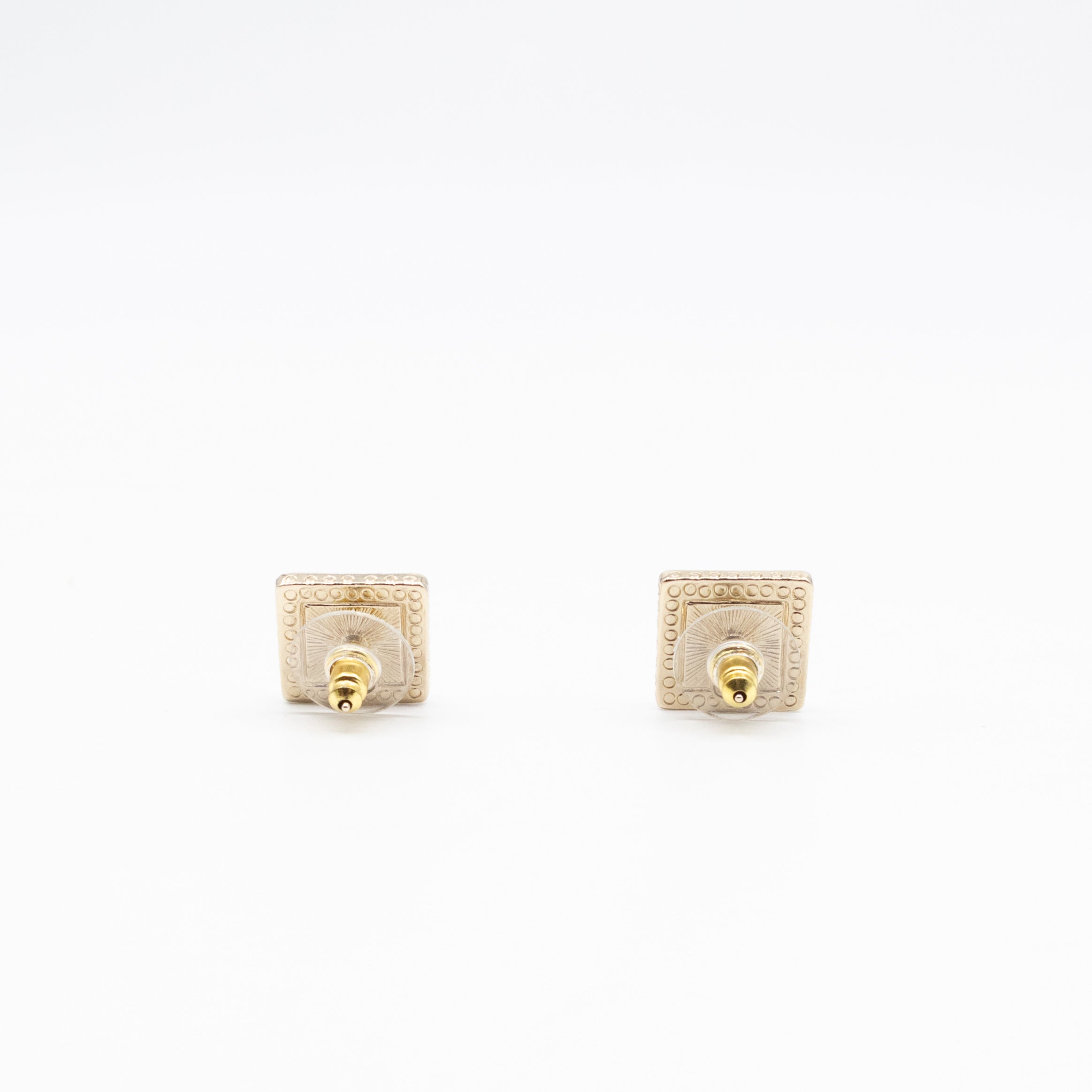 CC Square Crystal Earrings Gold