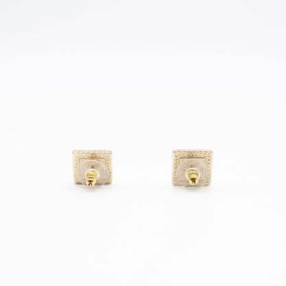 CC Square Crystal Earrings Gold
