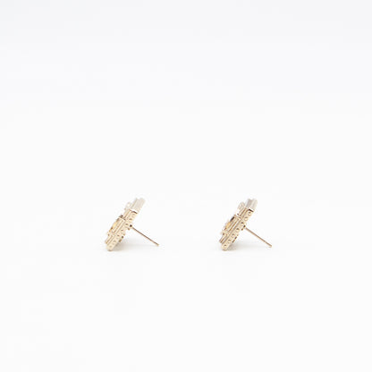 CC Square Crystal Earrings Gold