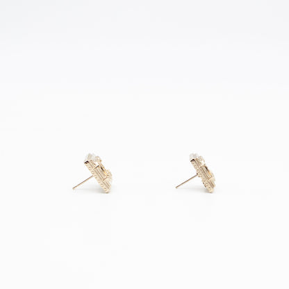 CC Square Crystal Earrings Gold