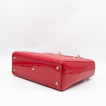 Lady Dior Large Red Patent Leather