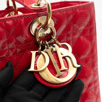 Lady Dior Large Red Patent Leather