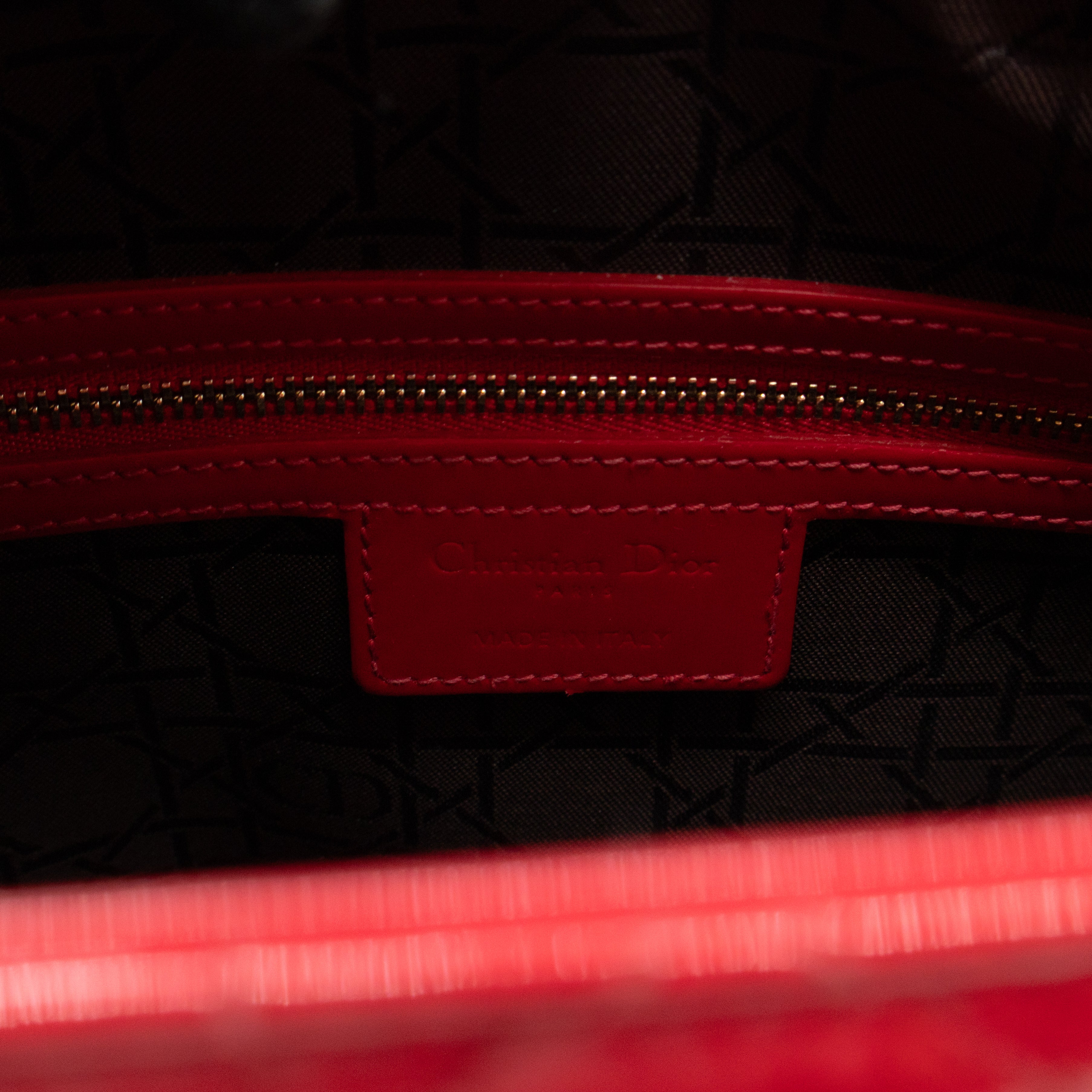 Lady Dior Large Red Patent Leather