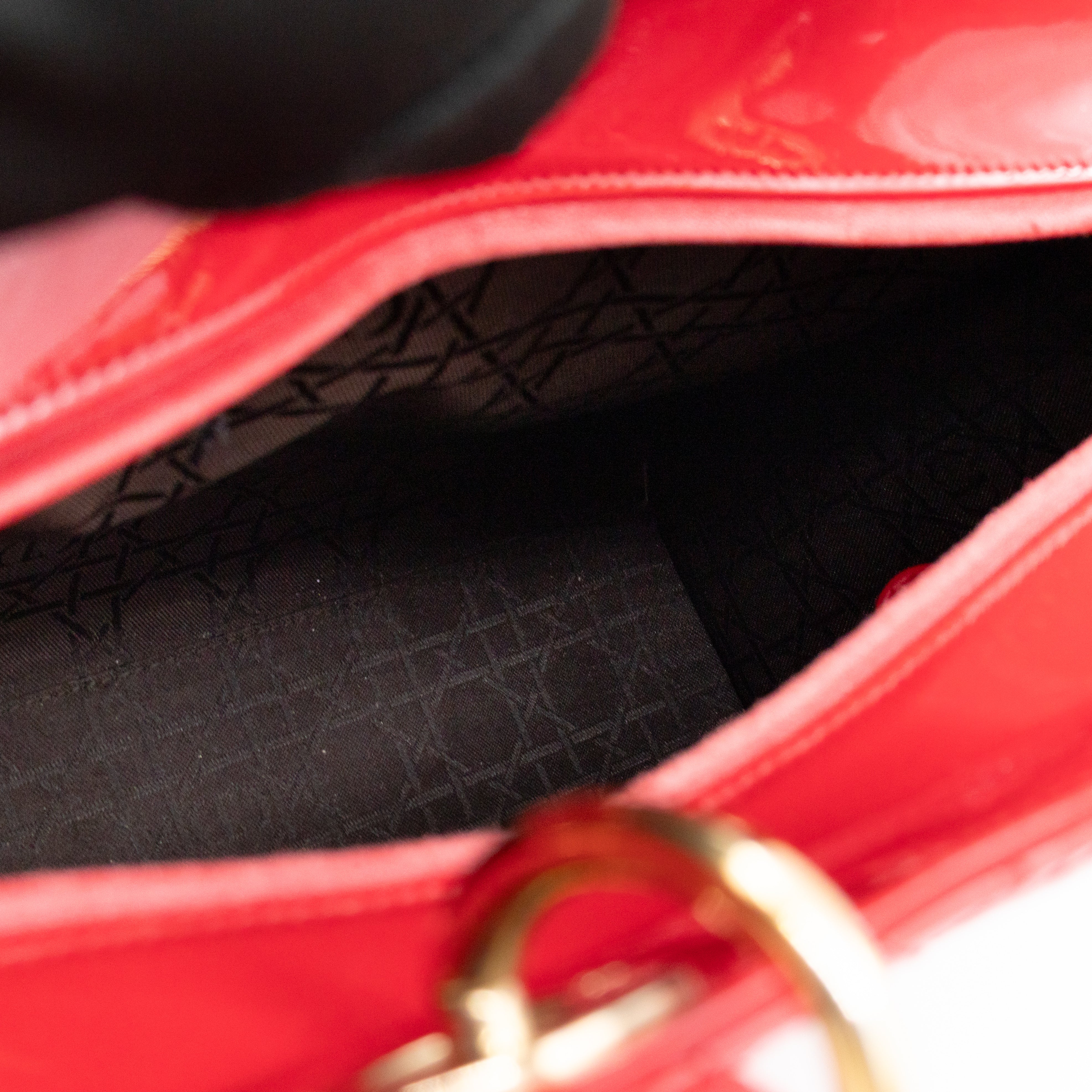 Lady Dior Large Red Patent Leather