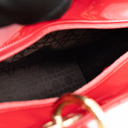 Lady Dior Large Red Patent Leather