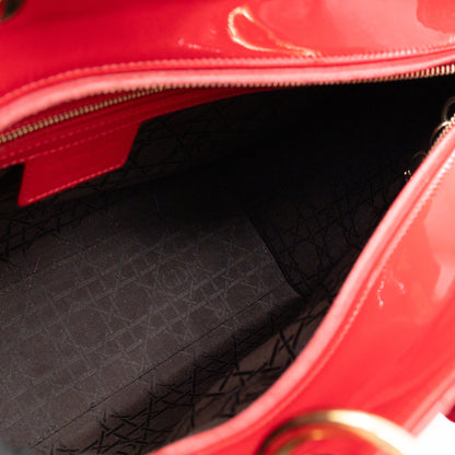 Lady Dior Large Red Patent Leather