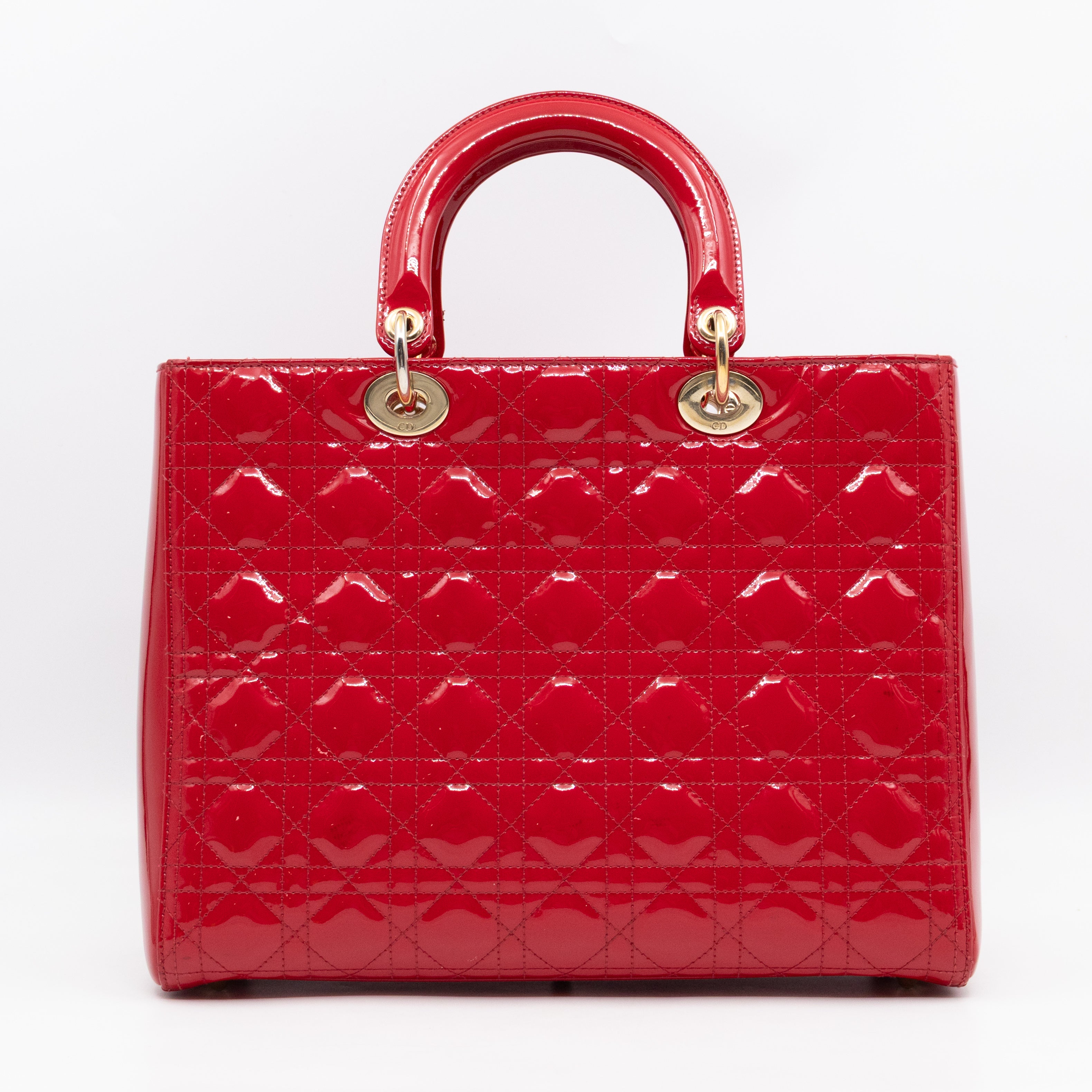 Lady Dior Large Red Patent Leather